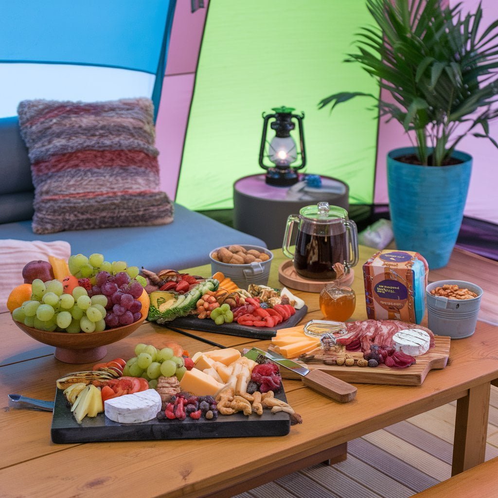 a photo of a wooden table in a vibrant modern tent bVdWYc3kQQ HRH7vB7 utQ 1hCm1RQ5Thup5IbX aQZYQ